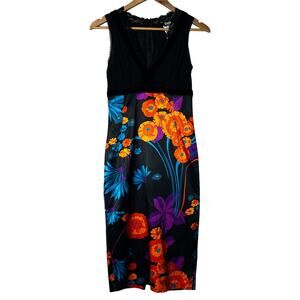 Dolce &‎ Gabbana Dress Size 38 US 0 Sleeveless Midi Pencil Floral Orange Black